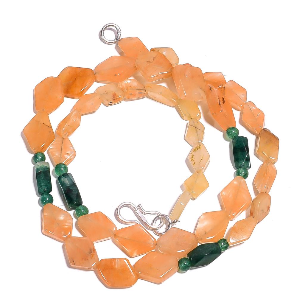 Natural Multi Aventurine Gemstone Mix Shape Smooth Beads Necklace 17" UB-4104 UB-4104