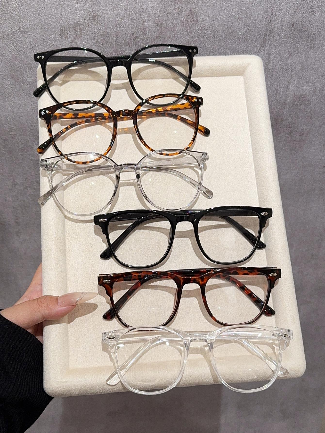 

6Pcs Round Frame Glasses with Rice Nail Decoration Fashionable Glasses/Round Frame Glasses Suitable for Holiday Gifts