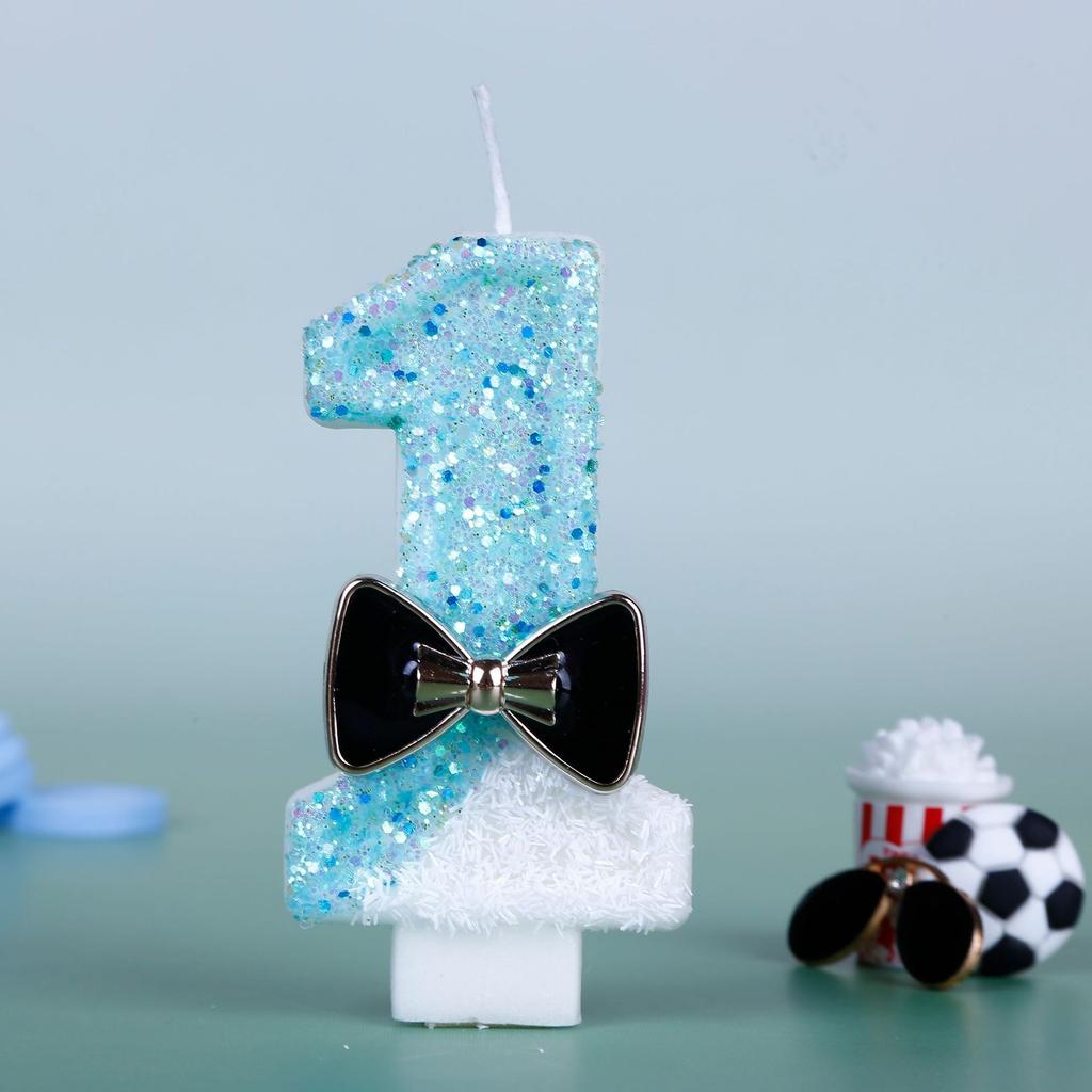 Birthday Candles Blue Glitter Birthday Cake Candles Number Candles Cake Topper Decoration for Wedding Party Kids Adults Number 5