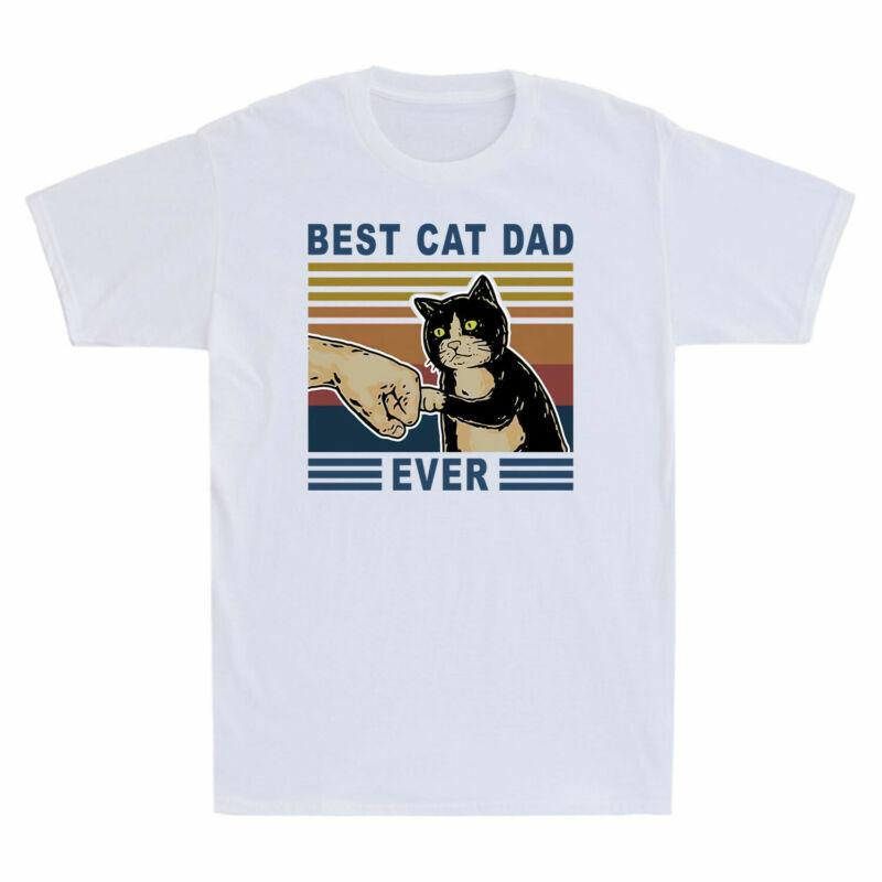 Best Tshirt Ever Dad Tee Day Cotton Gift Happy Unisexs Vintage Funny Fathers Cat