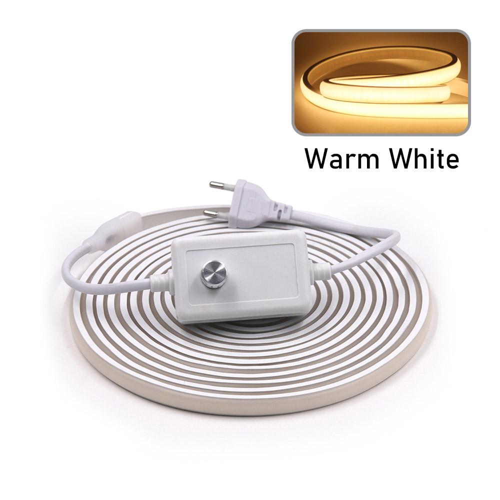 Dim Edilebilir COB LED Neon Şerit Işık 220V Dimmer Anahtar Güç Kiti Yüksek Yoğunluklu 288 LED Doğrusal Aydınlatma IP68 Su Geçirmez Esnek Şerit