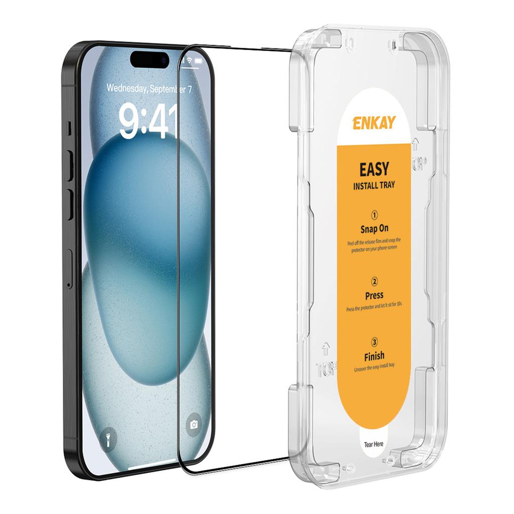 ENKAY HAT PRINCE For iPhone 16 Plus/15 Plus High Aluminium-Silicon Glass Film 9H Anti-Fingerprint Screen Protector