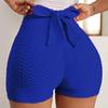 Pantaloncini sportivi da donna Elastico a vita alta Tinta unita Lacci Slim Fit Skinny Sopra il ginocchio Pantaloncini da ciclismo per yoga quotidiano morbidi e traspiranti