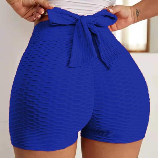 Pantaloncini sportivi da donna Elastico a vita alta Tinta unita Lacci Slim Fit Skinny Sopra il ginocchio Pantaloncini da ciclismo per yoga quotidiano morbidi e traspiranti