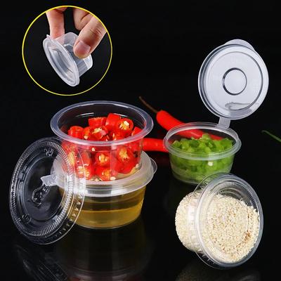 100pcs Food Grade Disposable Sauce Box 25/35/75 100ml One-piece Box with Lid Transparent Circular Takeout Sealed Bento Sauce Cup