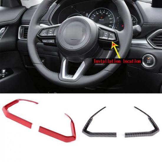 ABS Carbon Fiber Steering Wheel Frame Cover Trim For Mazda 3 6 CX3 CX5 CX8 CX9