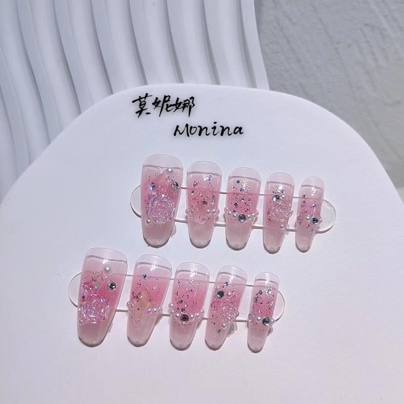 Niedliche und glitzernde B461 Nagelstücke, handgefertigt, tragbar und trendig, künstliche Nägel im Großhandel