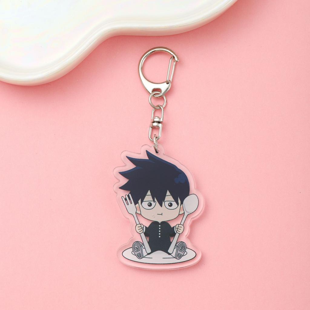 1/8Pcs Anime Figures Mob Psycho 100 Acrylic Keychain Cute Backpack Pendant Funny Bag Charms Accessories Decoration Holiday Gifts
