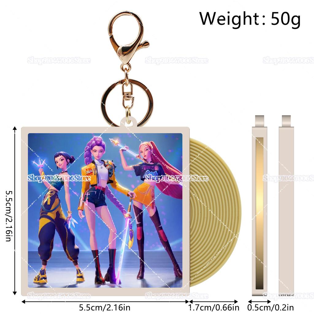 Schlüsselanhänger Anime-Zubehör Idol-Gruppen-Anhänger Auto-Schlüsselringe Anime-Film K-POP Dämonenjäger CD Schallplatte$$$$$$