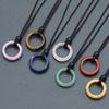 1 Stück Kreis des Lebens Ewige Liebe Halskette Schwarzes Seil Verstellbare Kette Natursteine Ring Anhänger Kristall Schmuck