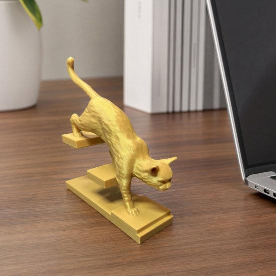 DYS 3D Printed Cat Dog Figurine, Stair Animal Sculpture, Cat/Dog Shape Stepping Artistic Desktop Ornament Gift