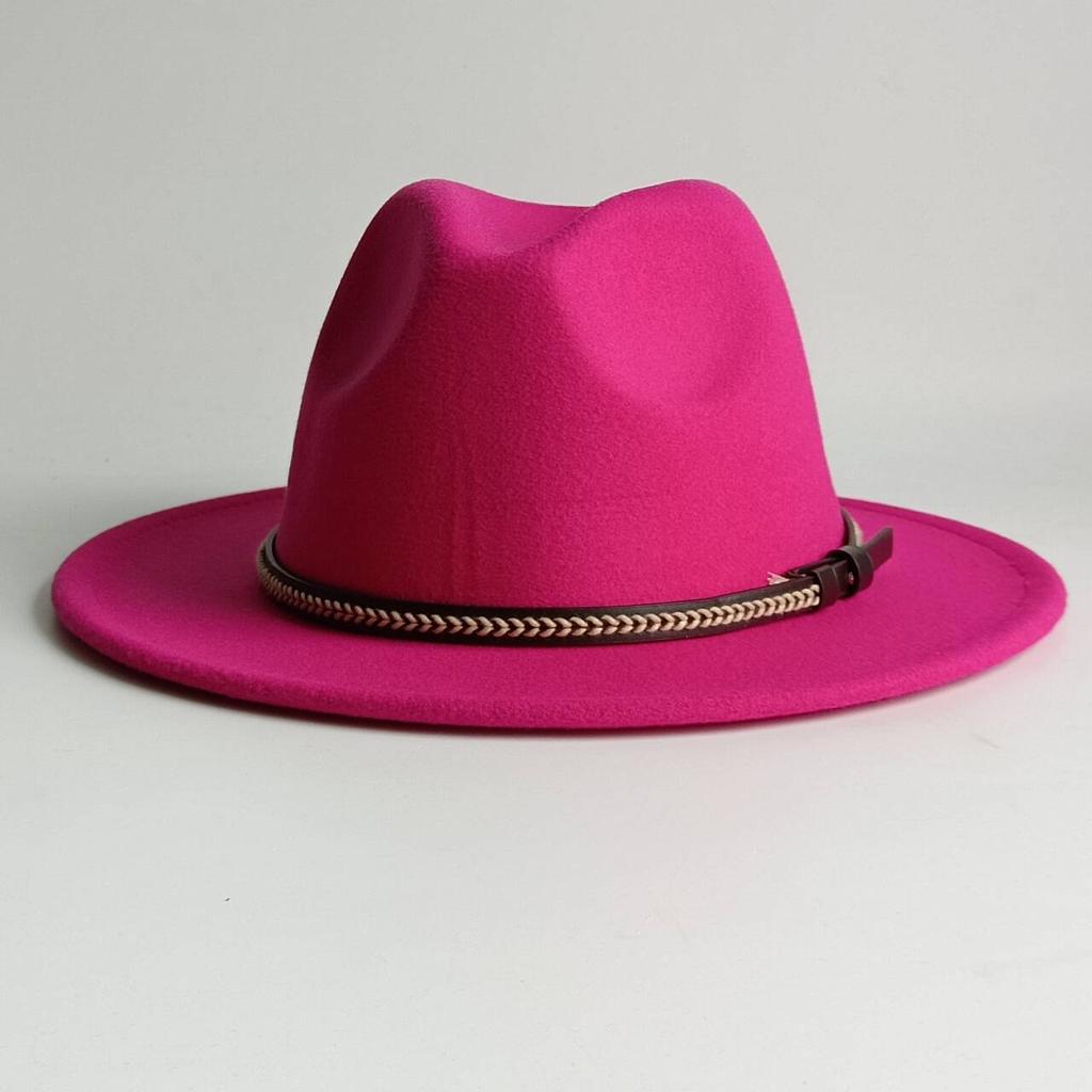 Deep Purple Fedora Felt Hat Men'S And Women'S Universal Solid Color Fedora Hat Women'S  Wide Brim Classic Jazz Hat Church Hat