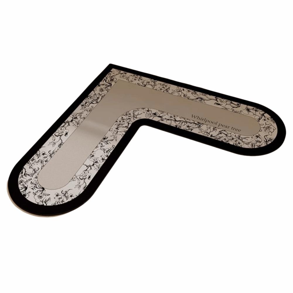 L-Shape Kitchen Carpet Oil-Proof Soft Anti-Slip Floor Mat Wipable Surface Water Absorbent Waterproof Doormat Home Decoration