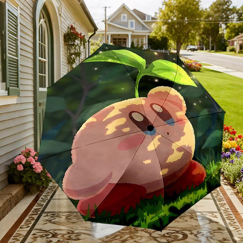 Adorable Kirby-Inspired Umbrella: Perfect for Outdoor Adventures, Auto-Open/Close, Lightweight & Durable, Ideal Travel Accessory and Gift Idea 042