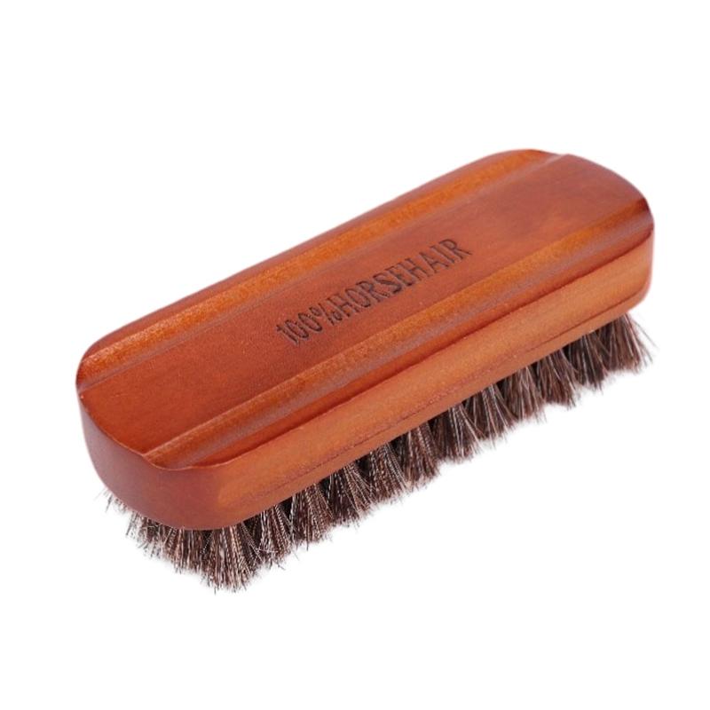 

1 шт. Дерев яна щітка з кінського волосу Щітка для полірування взуття Полірувальна щітка з ручкою-сидінням Щітка для чищення панелі приладів стелі Reddish brown