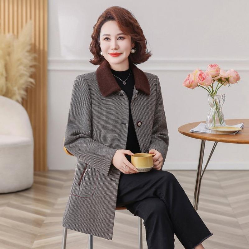 Autumn Woolen Coat Thickened High-end Women's Top Autumn and Winter Warm Woolen Coat