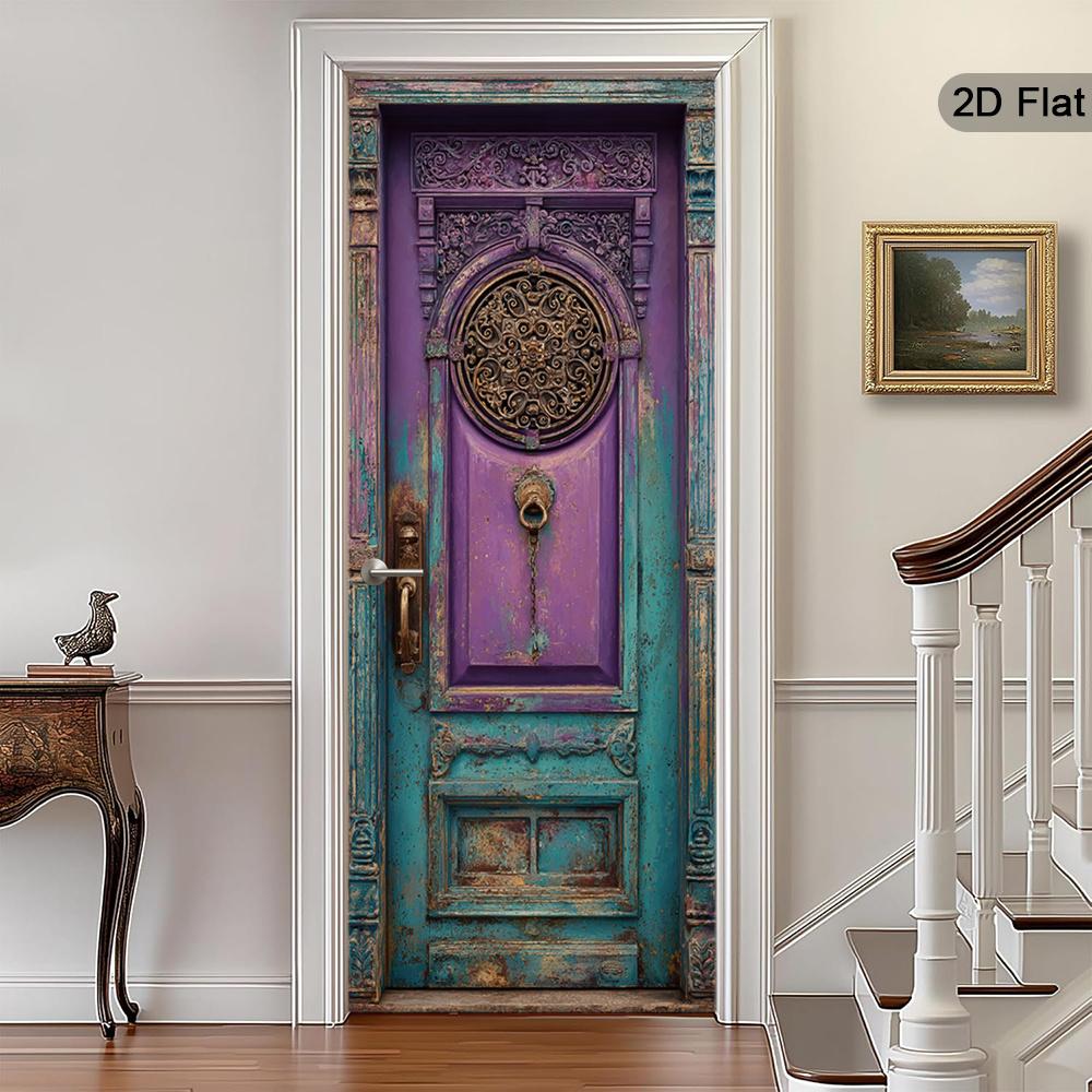 37Style Floral Door Stickers Removable Vinilos Para Puertas Adhesive Wallpaper Art Murals for Doors Bibliotheque Modern Home Decor