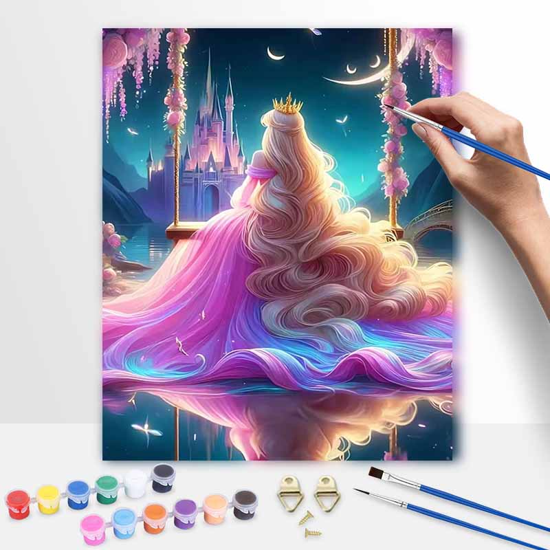 Disney animation digital oil painting princess castle diy handpainted coloring painting home decoration, fantasy art wall art decor