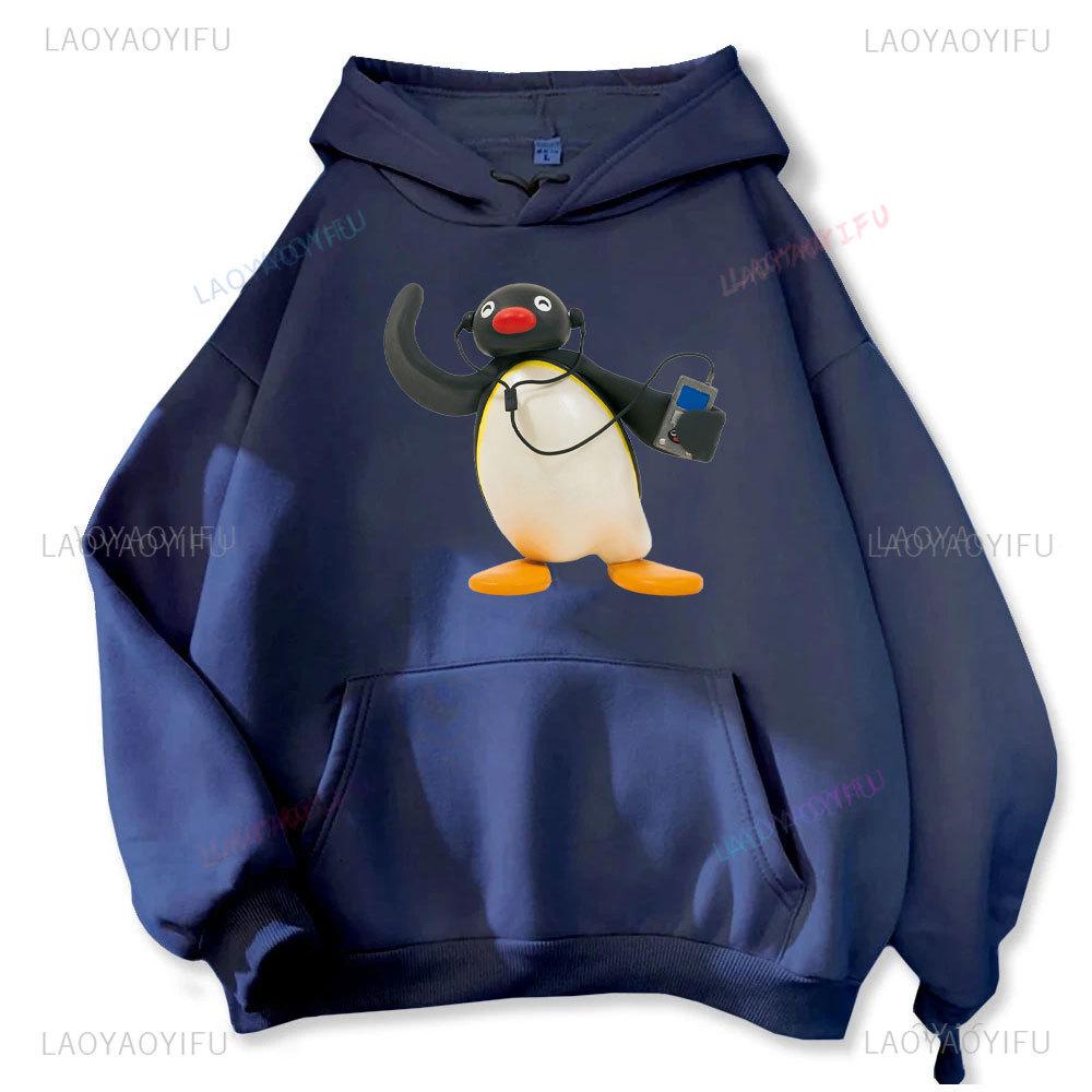 Music-listening Penguin Emotion Autumn Winter Hoodies Men Fashion Long Sleeve Sweatshirts Women Streetwear Pullovers Sudaderas