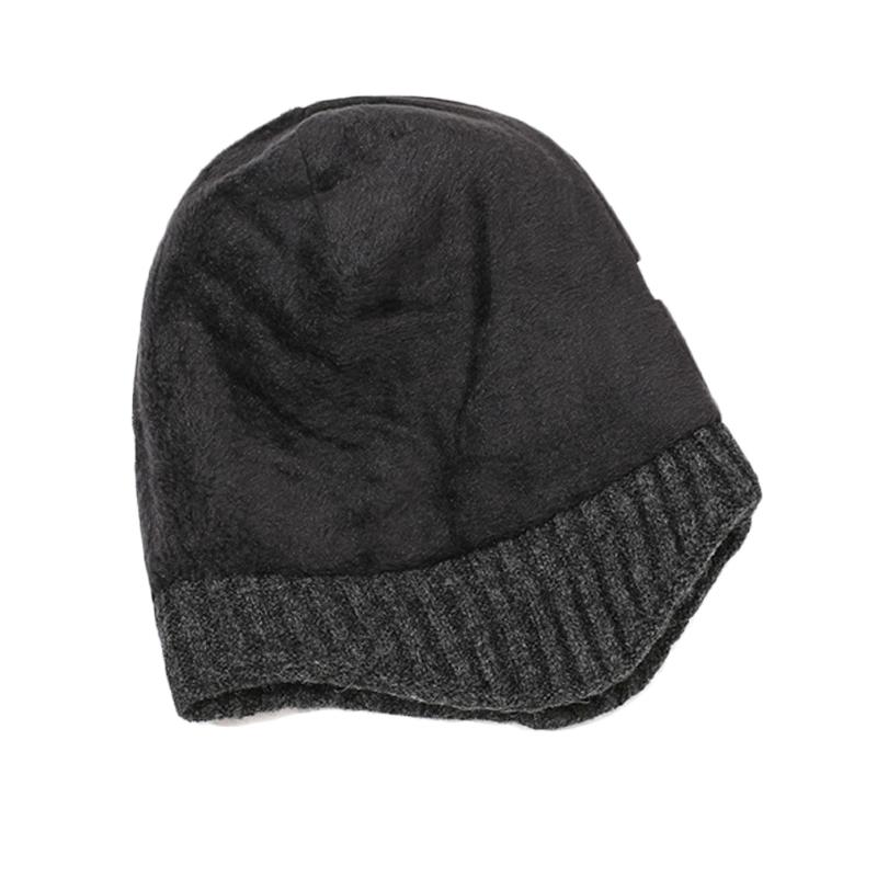 Men's Velvet Hat Warm Ear Protection Thick Wool Knitted Hat Outdoor Cold-Proof Pullover Hat