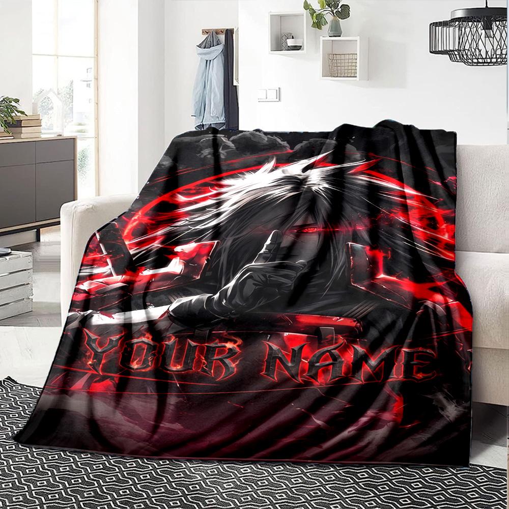 Naruto Charakter Personalisierte Namensdecke Kuscheldecke Personalisierte Decke Warme Dekoration für Büro Wohnzimmer Meeresblick Wohnzimmer für Alle Anlässe