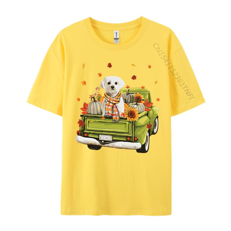 Party Happy Fall Yall Maltese Dog On Truck Tshirt Top Tshirts Rife Tops  Tees Cotton Men Cute Style Cotton Graphic Tees