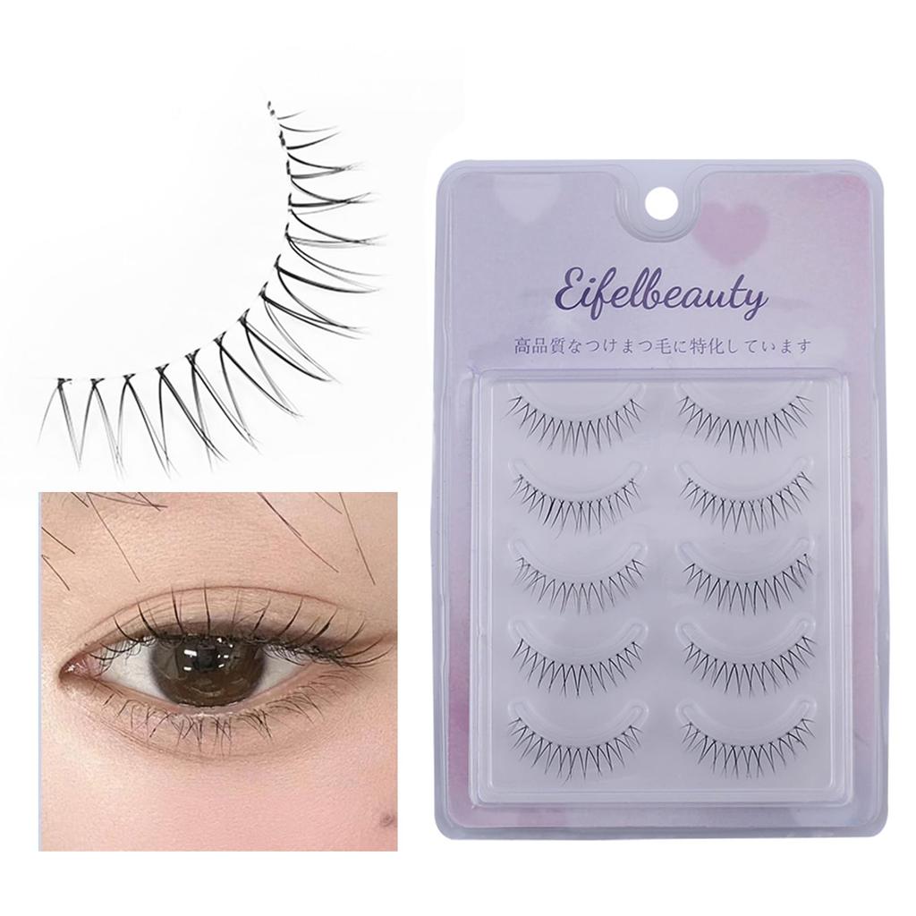 Popular false with transparent Reusable false Handmade in 5 pairs per Popular false eyelashes, natural-looking, stems. eyelashes. Korea. set.