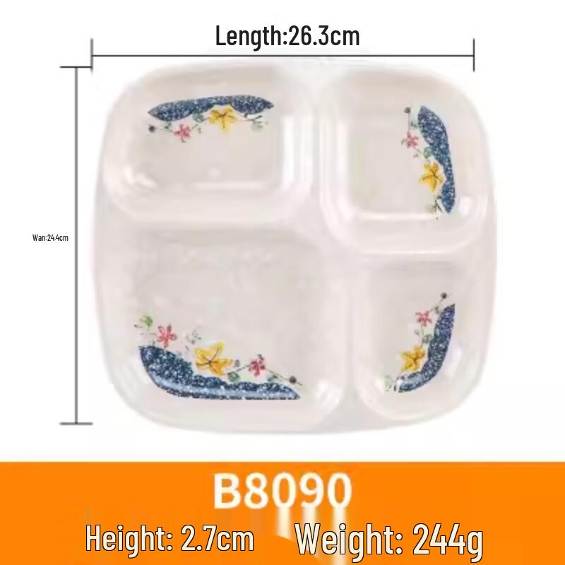 Thickened Melamine Divided Square Cafeteria Tray