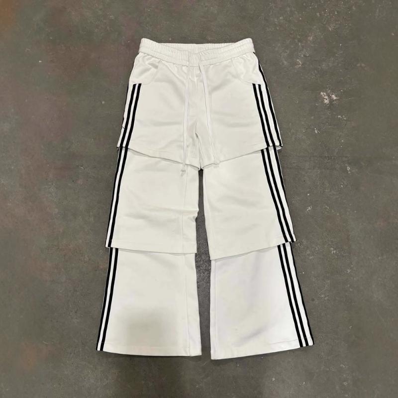 

Европейская и американская мода весна/лето колор-блок полосатый дизайн с тремя полосками повседневные сращенные контрастные свободные брюки с широкими штанинами XL белый