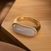Natural An Purple Jade Long Oval Opening Adjustable Ring Chinese Retro Bohemian Elegant Women'S  Jewelry