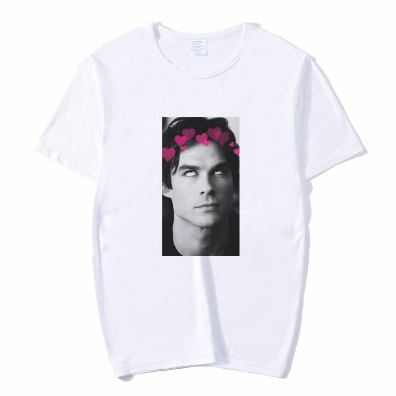 La Maglietta Diaries Stampa Damon Estiva Larga T-shirt Donna Ulzzang Casual T-shirt Harajuku