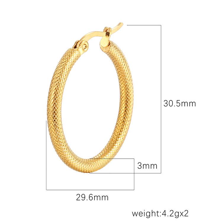 Brincos de aço inoxidável com padrão redondo, tendência feminina, brincos simples banhados a 18K