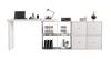 Corner Table, Tabletop 360 Swivel - Can Be Set Up L-shaped or Straight, MDF, Tabletop and Legs Reinforced 4 cm, 4 Compartments, 4 Drawers, White, Desk