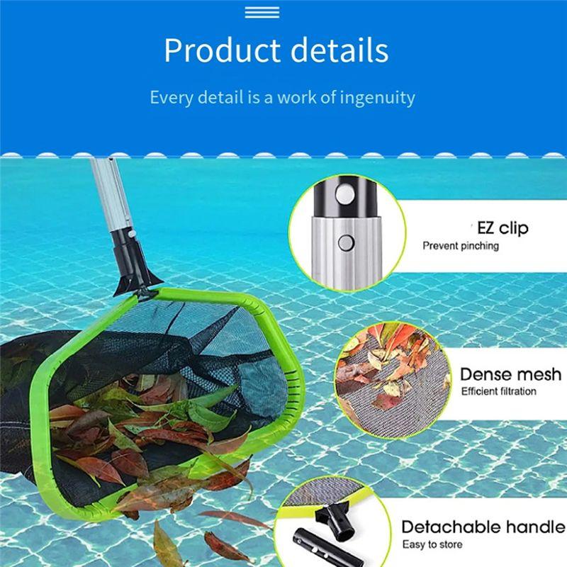 BAAU Upgraded Pool Skimmer Net Professional Ultra Fine Mesh Pool Leaf Net For Cleaning With Double-Layer Deep Trash Bag