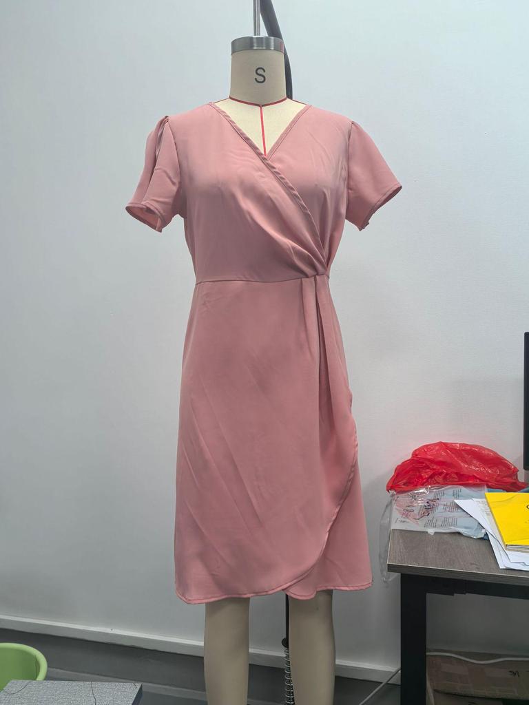 Abito estivo da donna 2025, snellente, con vita stretta, tinta unita - Elegante stile europeo e americano da lavoro