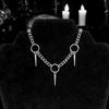 Hip Hop Trends Rivet Pendant Tassel O-ring Choker Necklace for Women Men Sliver Color Alternative Punk Gothic Party Jewelry Gift