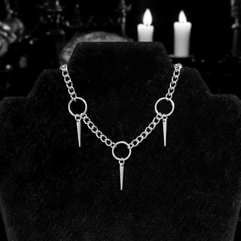 Hip Hop Trends Rivet Pendant Tassel O-ring Choker Necklace for Women Men Sliver Color Alternative Punk Gothic Party Jewelry Gift