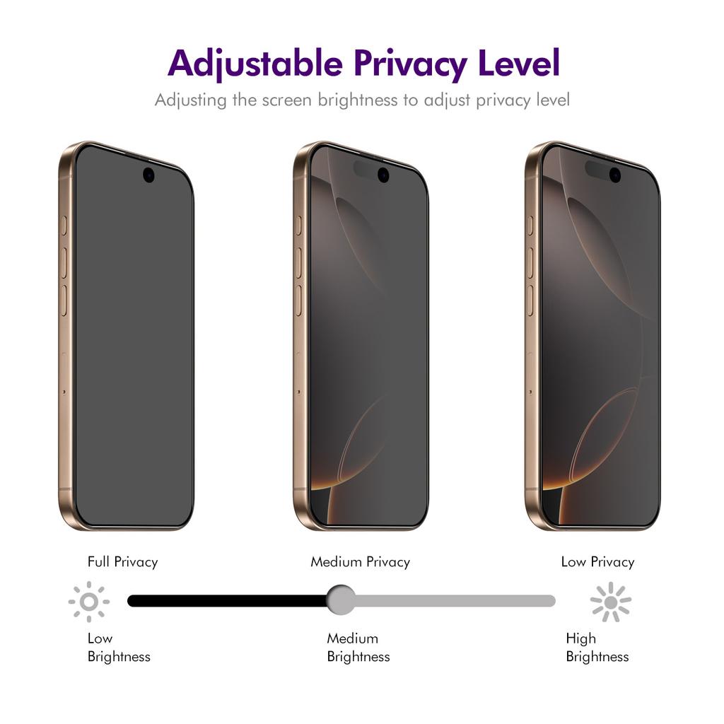 For iPhone 16 Pro Anti-Spy Film ENKAY HAT PRINCE Silk Printing Tempered Glass Screen Protector with Installation Tool