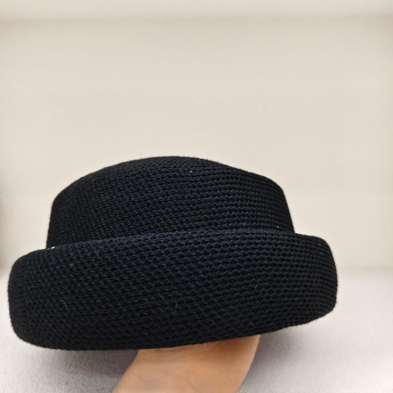 

Summer Handmade Crochet Beret for Women Breathable Hollow Out Rolled Brim Painter Hat Stylish Solid Color Fashion Cap 56-58CM чорний