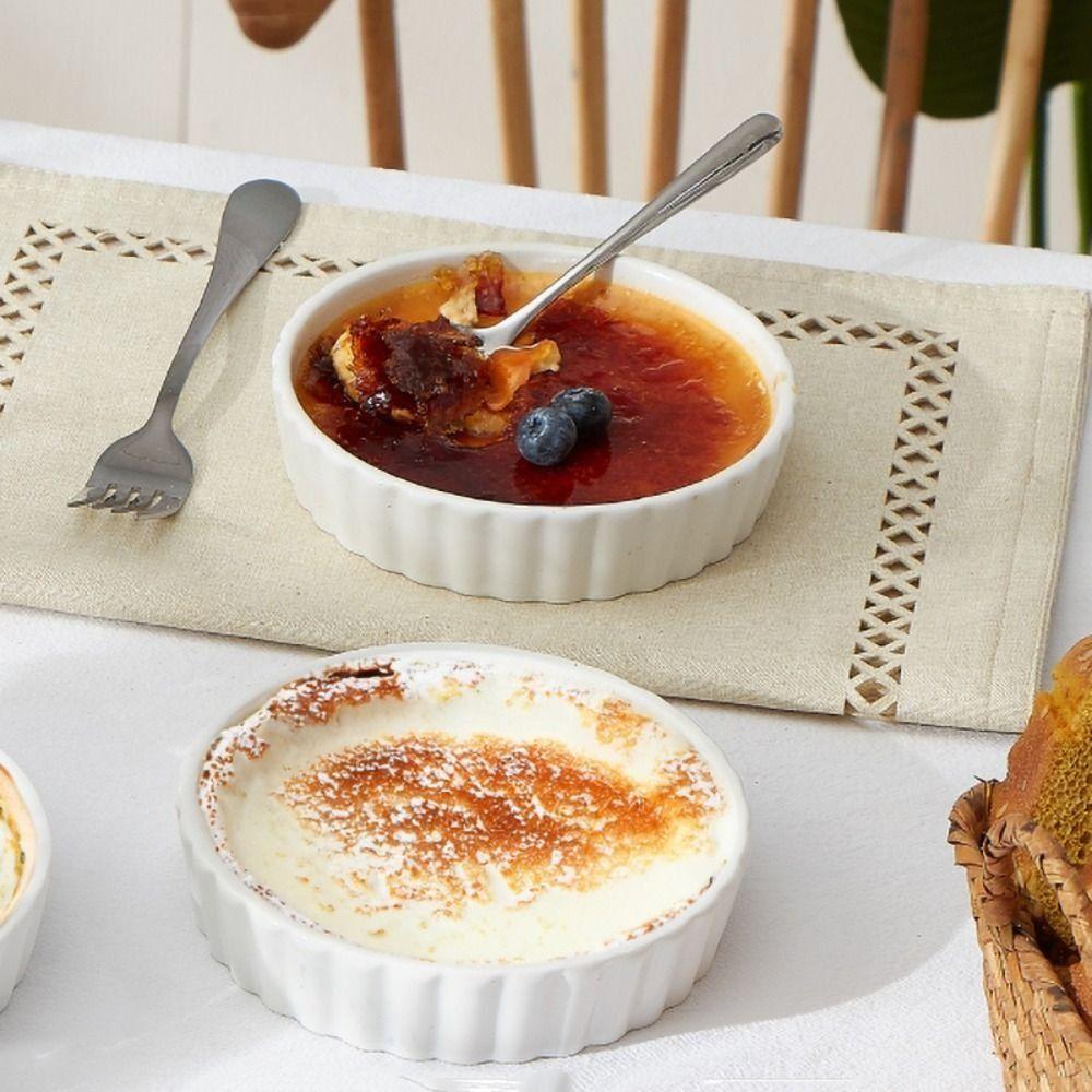 6pcs Shallow Tart Baking Pan Ceramic Souffle Dishes Mini Pie Baking Tray  Bakery