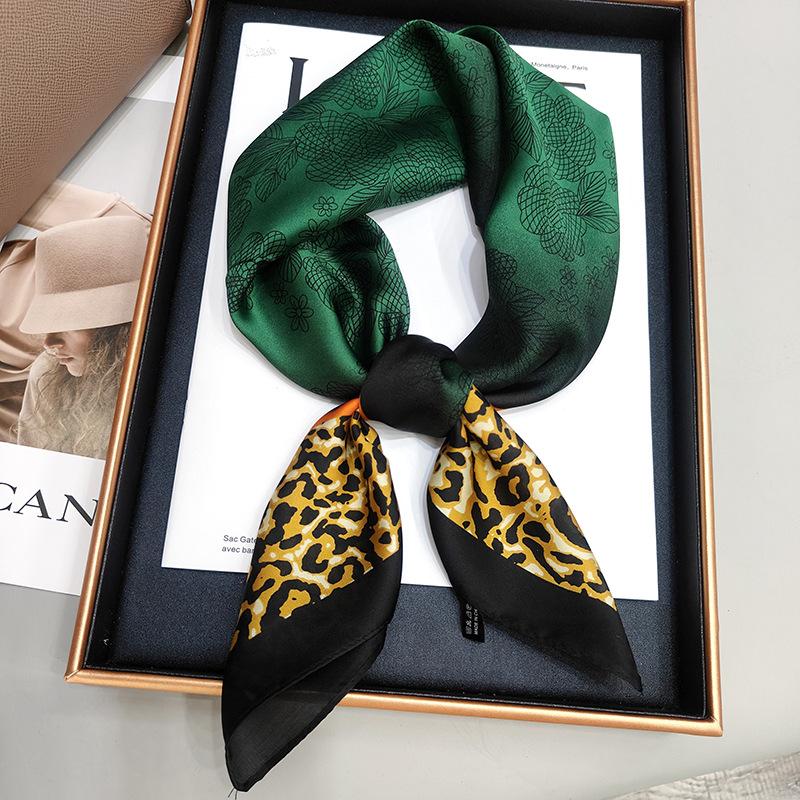 New Versatile Imitation Silk with Suit Silk Scarf Fashionable Women's Small Square Silk Scarf French Spring and Autumn Scarf