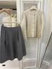 Women's Woolen Floral Bud A-line Skirt - Petite High Waist, Thickened for Autumn/Winter, Slim Umbrella Design