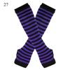 Striped Elbow Gloves Women Emo Gloves Winter Warm Long Sleeves Gloves Women Fingerless Stripe Hip-Hop Knitted Elbow Mittens