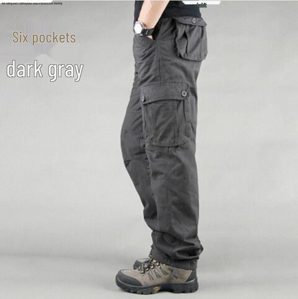 Men's Multi-Pocket Workwear Loose Fit Plus Size Straight-Leg Pants