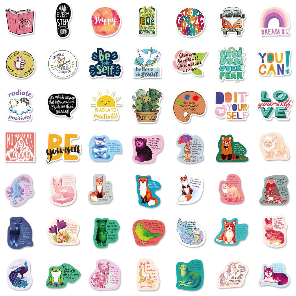 200 Ins Small Fresh English Text Stickers, Skateboard Guitar Suitcase Waterproof Inspirational Stickers