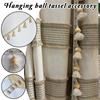 1,5x100cm Bomullsgardin Tofs Tillbehör Träpärlor Hängande Boll Tyg Spetstillbehör Handgjord DIY Heminredning