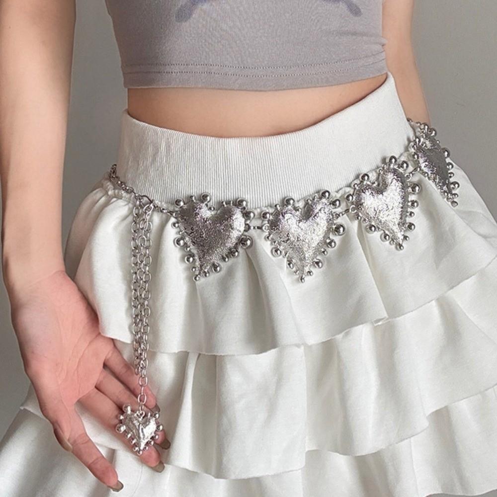 Punk Zinc Zinc Alloy Waist Chain Vintage Adjustable Belt Retro Heart Chain Waistband  Waist Accessories