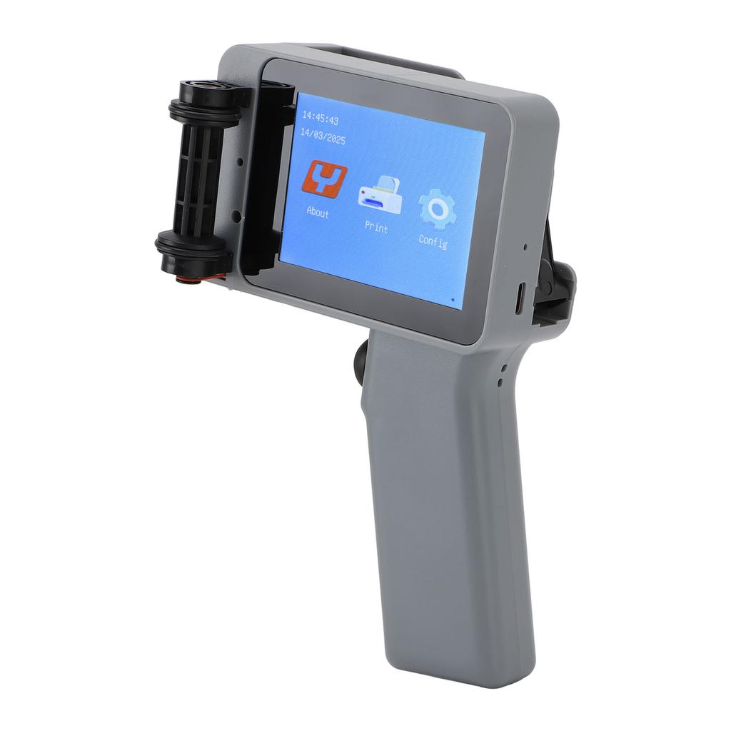 Handheld Inkjet Printer Silver Color 12.7mm HD LED 4.3 Inch Touchscreen Multifunctional Compact Coding Machine for