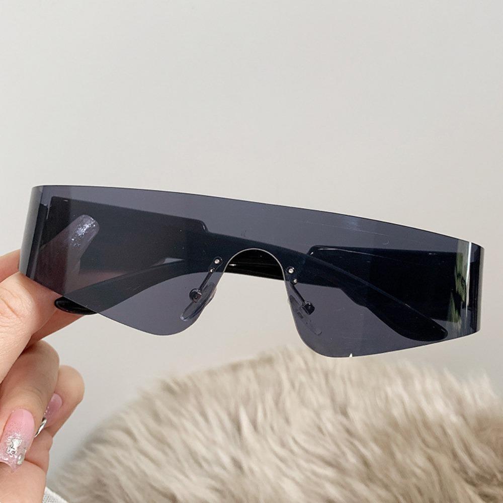 2 PCS Rimless One-pieces Women Sunglasses Men Fashion Y2k Mirror Shades Eyewear Ins Popular Brand Design UV400 Sun Glasses