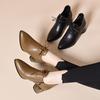 Pointed high heels women's spring new deep-mouth lace-up single shoes side zipper fashion shoes women's leather shoes